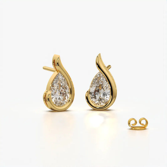 Flame Wrap Pear Stud Earrings