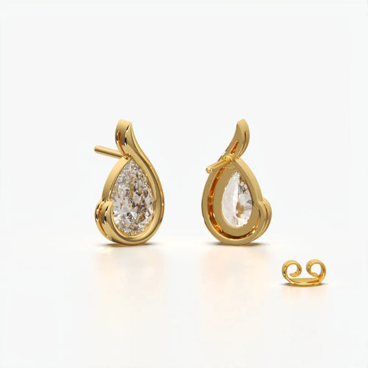 Flame Wrap Pear Stud Earrings