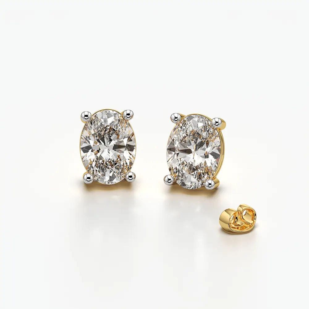 Oval Cut Solitaire Stud Earrings