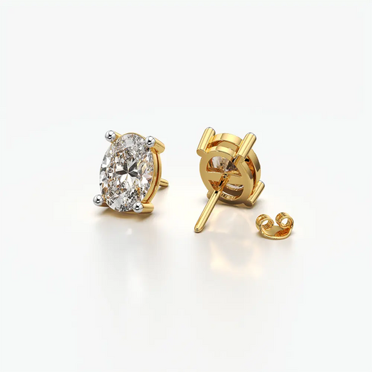 Oval Cut Solitaire Stud Earrings