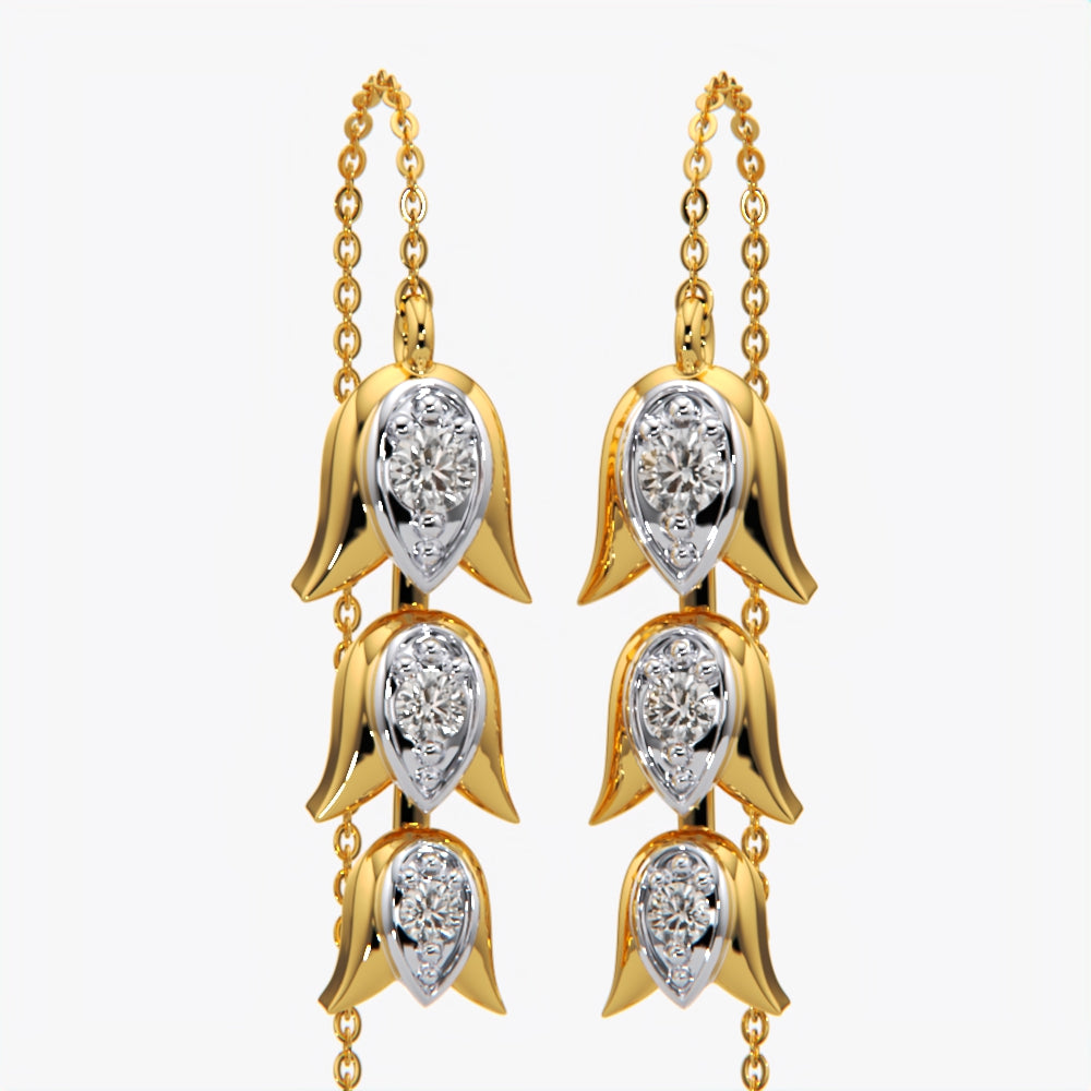 Triple Tulip Threader Earrings