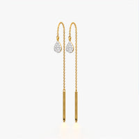 Pave Teardrop Threader Earrings