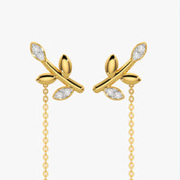 Leaf Branch Threader Earrings