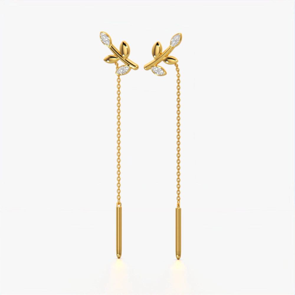 Leaf Drop Threader Earrings