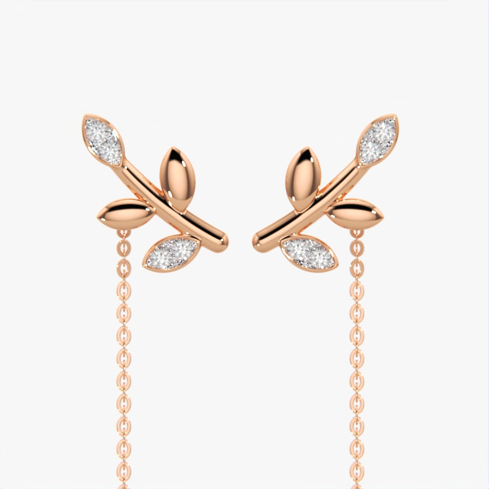 Leaf Drop Threader Earrings