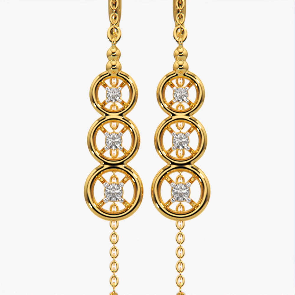 Triple Halo Threader Earrings