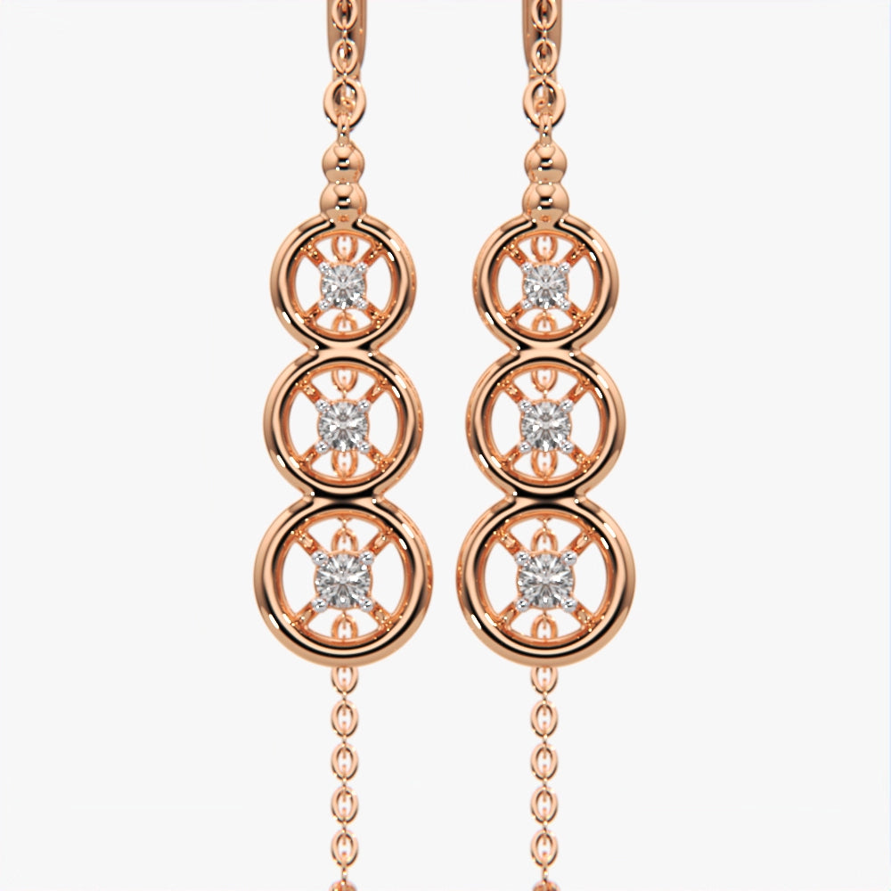 Triple Halo Threader Earrings