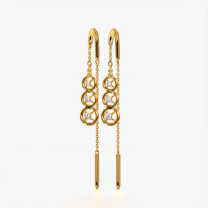 Triple Halo Threader Earrings
