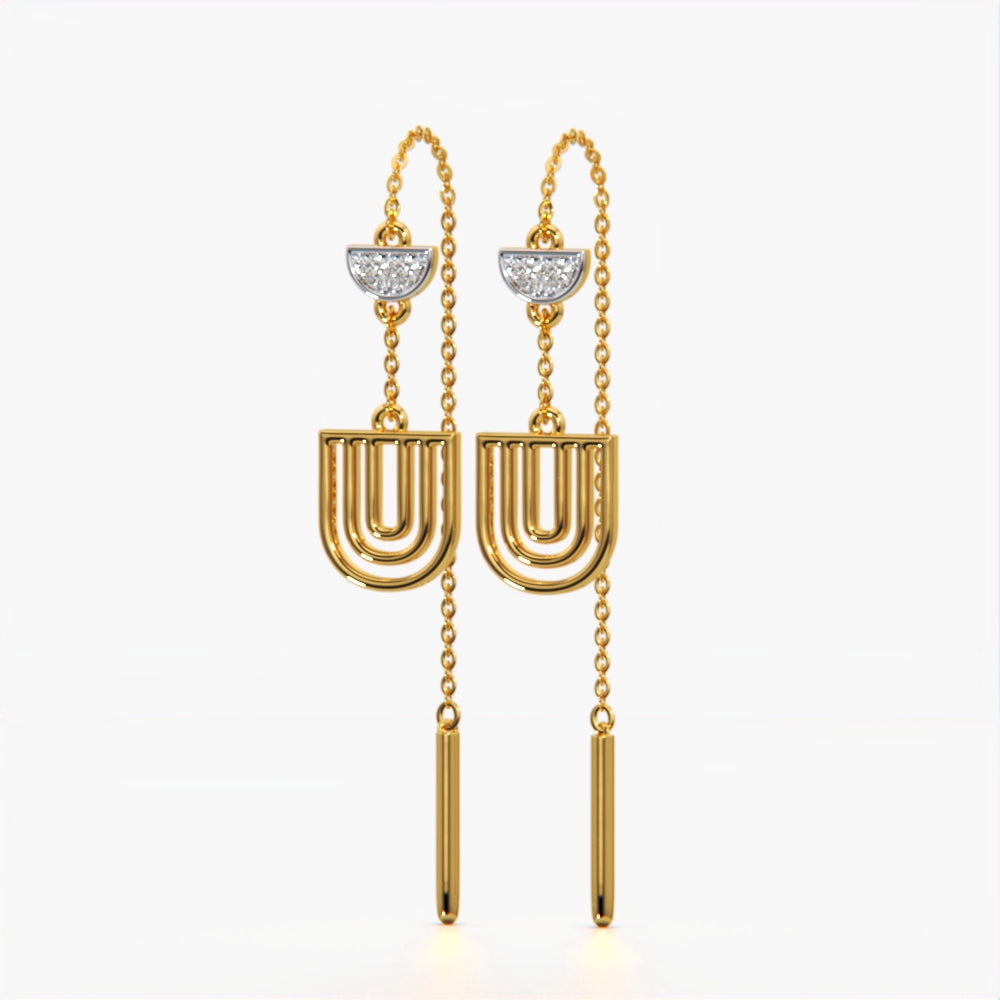 Half moon arch threader earrings in 18K gold vermeil