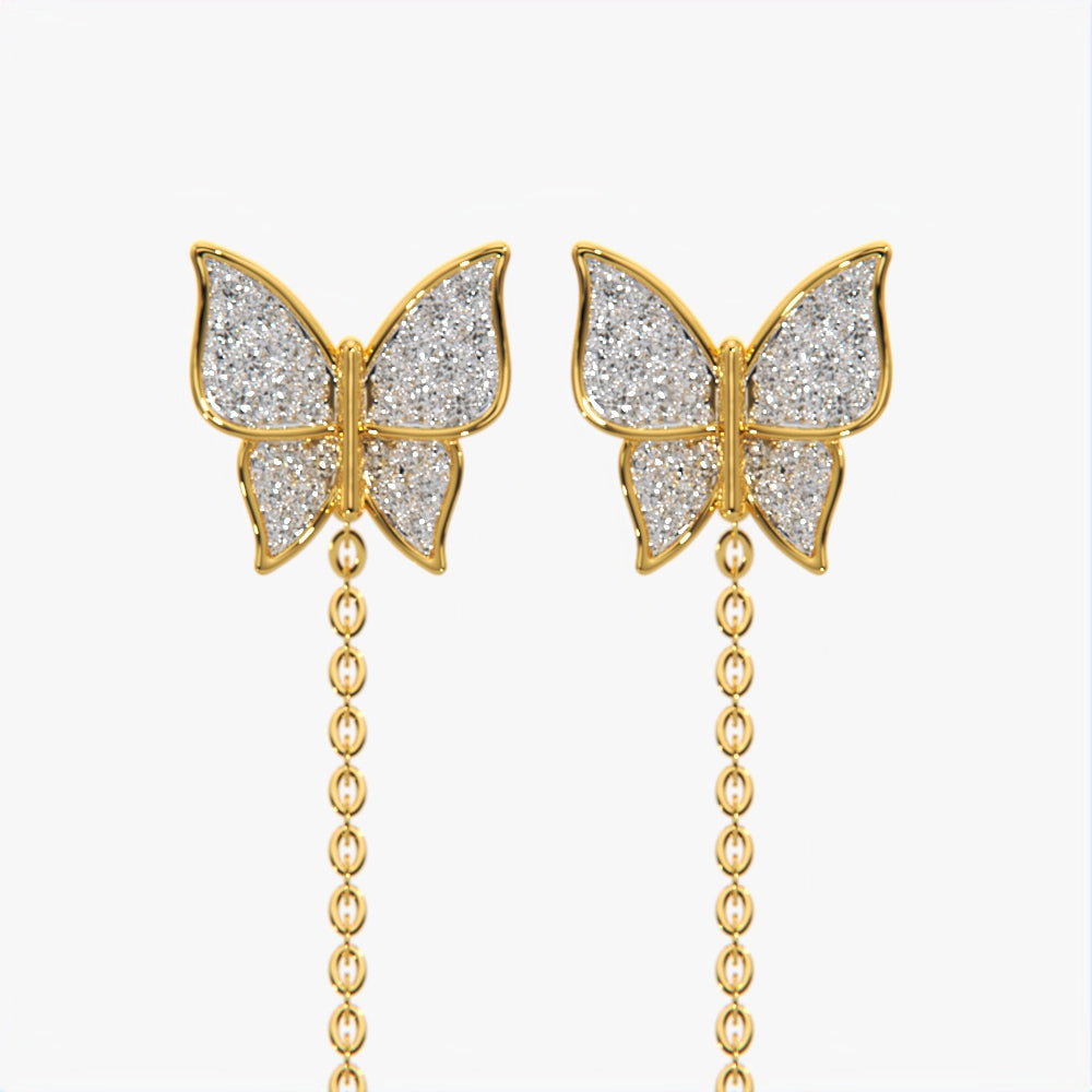 Diamond Butterfly Threader Earrings