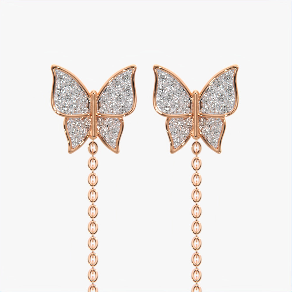Diamond Butterfly Threader Earrings