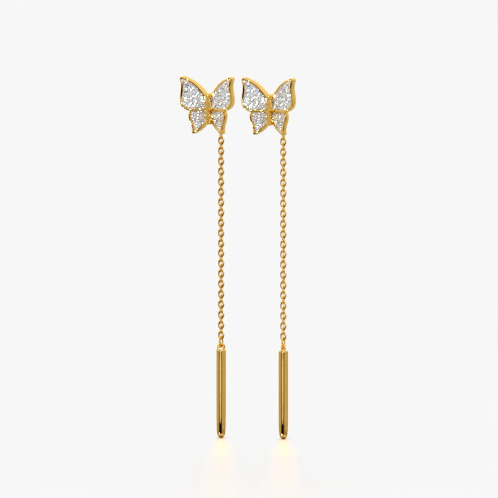 Diamond Butterfly Threader Earrings