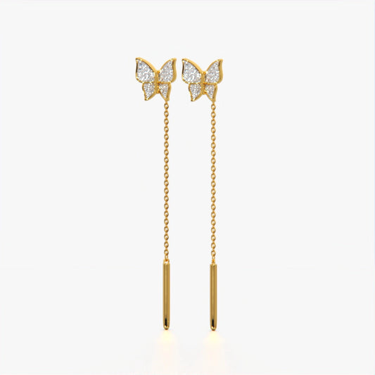 Diamond Butterfly Threader Earrings