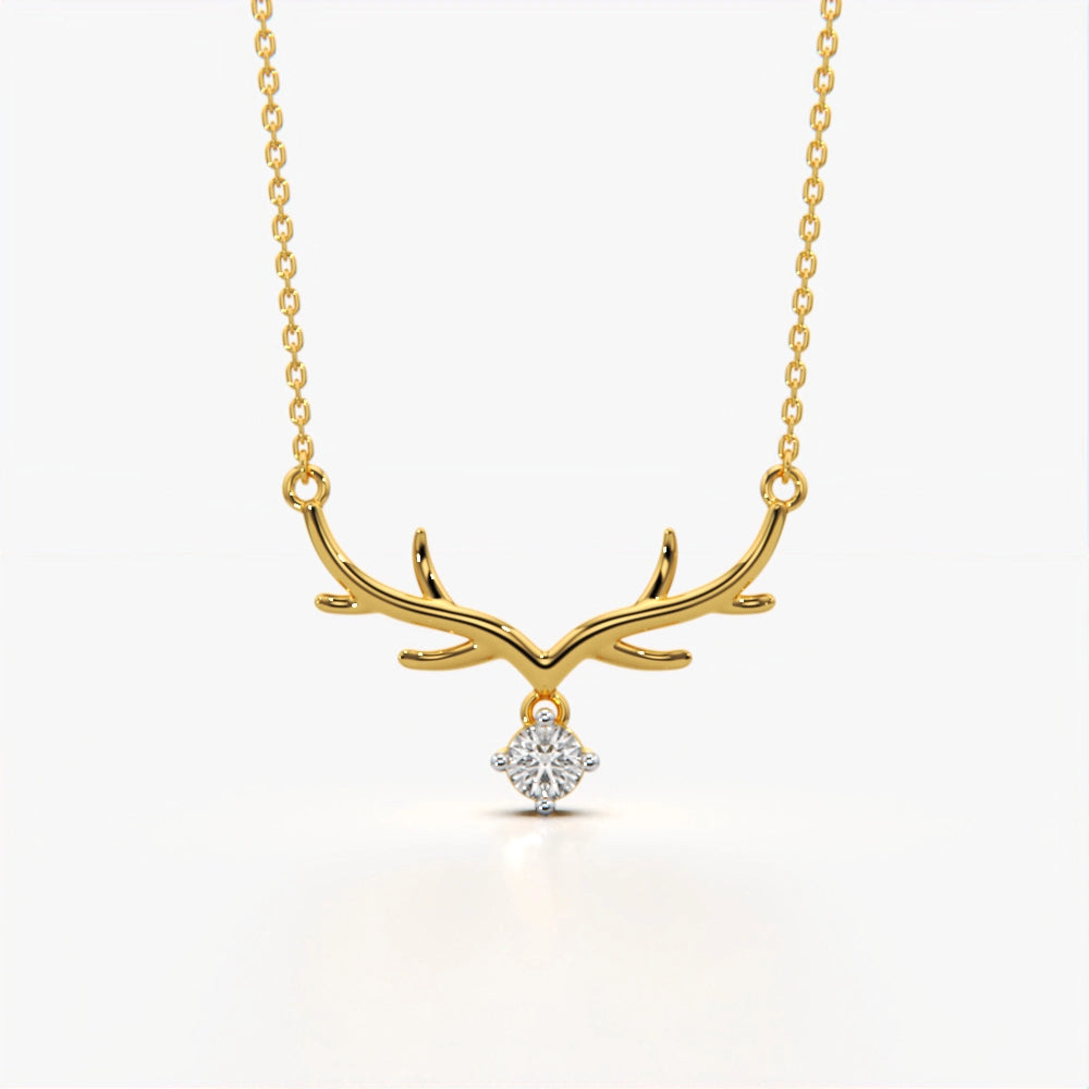 Whimsical Antler Solitaire Necklace