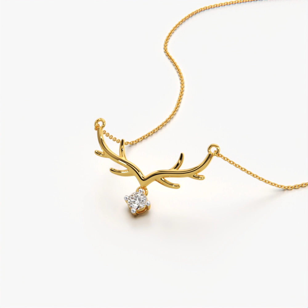 Whimsical Antler Solitaire Necklace