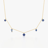 Blue Multi-Charm Station Necklace
