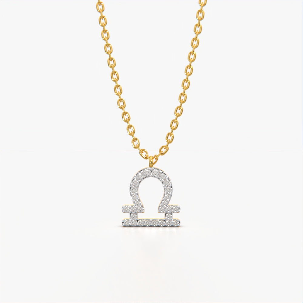Diamond Libra Zodiac Necklace
