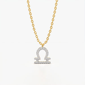 Diamond Libra Zodiac Necklace