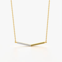Half-Pavé Angled Bar Necklace