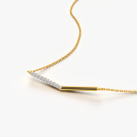 Half-Pavé Angled Bar Necklace