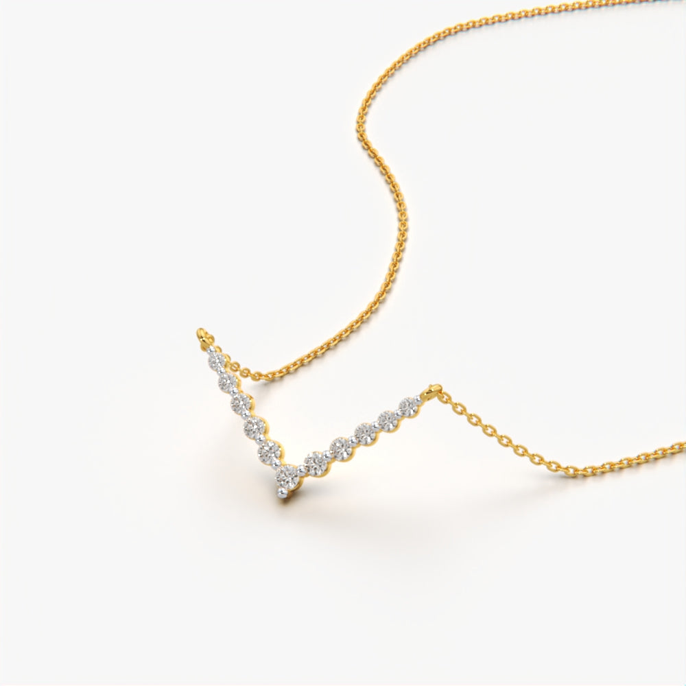 Sophisticated V-Shaped Diamond Necklace