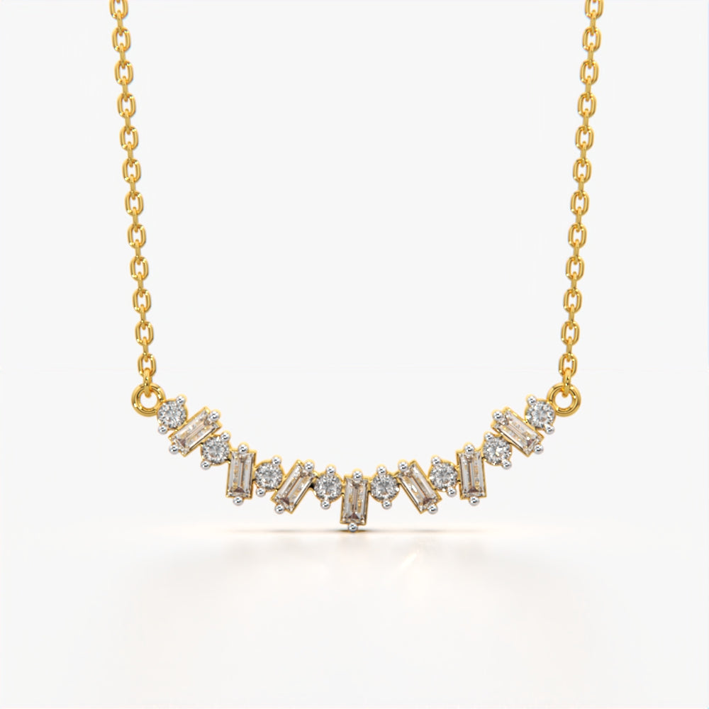 Alternating Baguette Curve Necklace