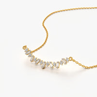 Scattered Baguette Curved Bar Necklace