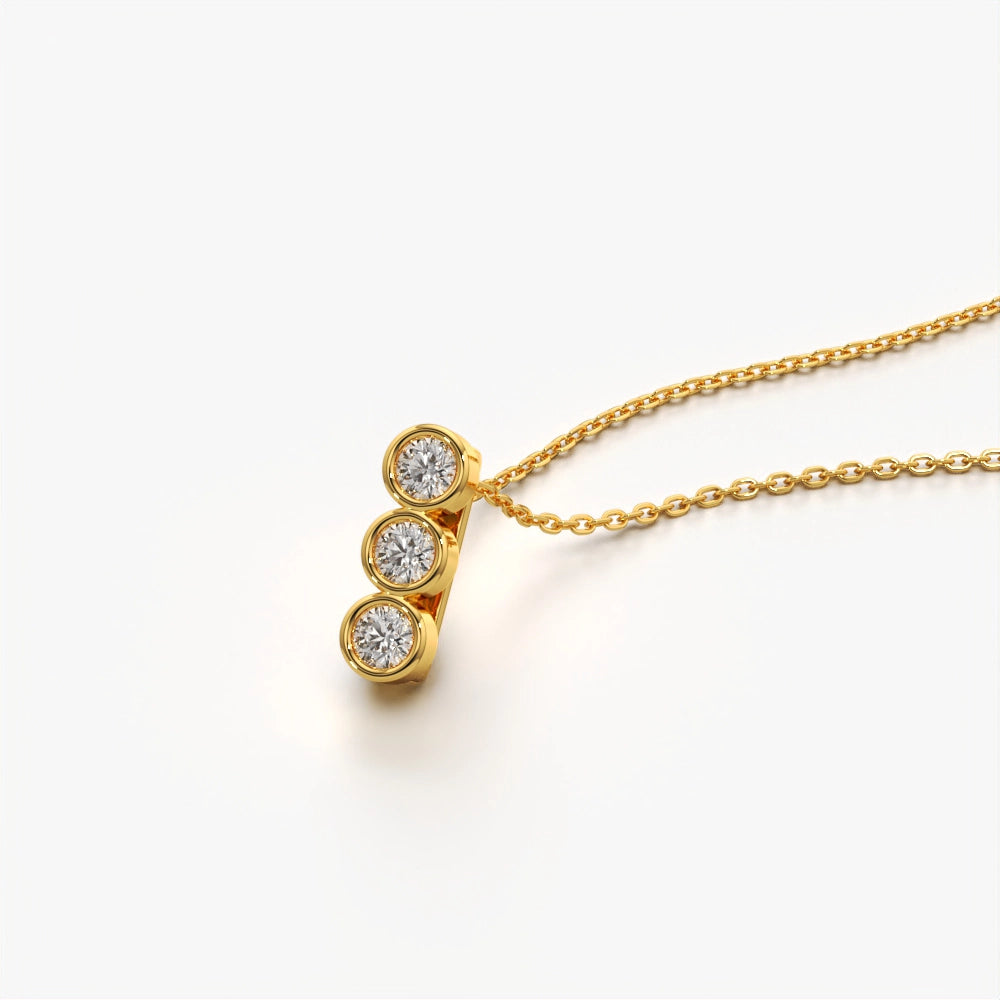 Linear Trio Bezel Necklace