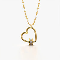 Tilted Open Heart Slider Bead Pendant Necklace