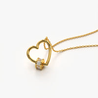 Tilted Open Heart Slider Bead Pendant Necklace