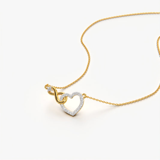 Linked Infinity & Moissanite Open Heart Necklace