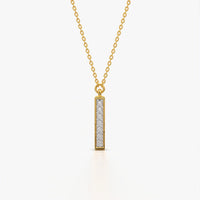 Vertical Pavé Bar Pendant Necklace