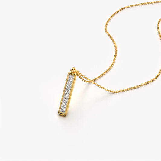 Vertical Pavé Bar Pendant Necklace