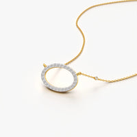 East West Open Oval Pave Necklace