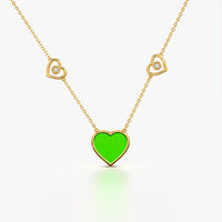 Green Enamel Heart Pendant Necklace