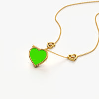 Green Enamel Heart Pendant Necklace