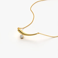 Curved Comet Bar Pendant Necklace