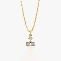 Triple Square Cluster Pendant Necklace
