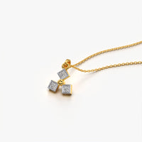 Triple Square Cluster Pendant Necklace