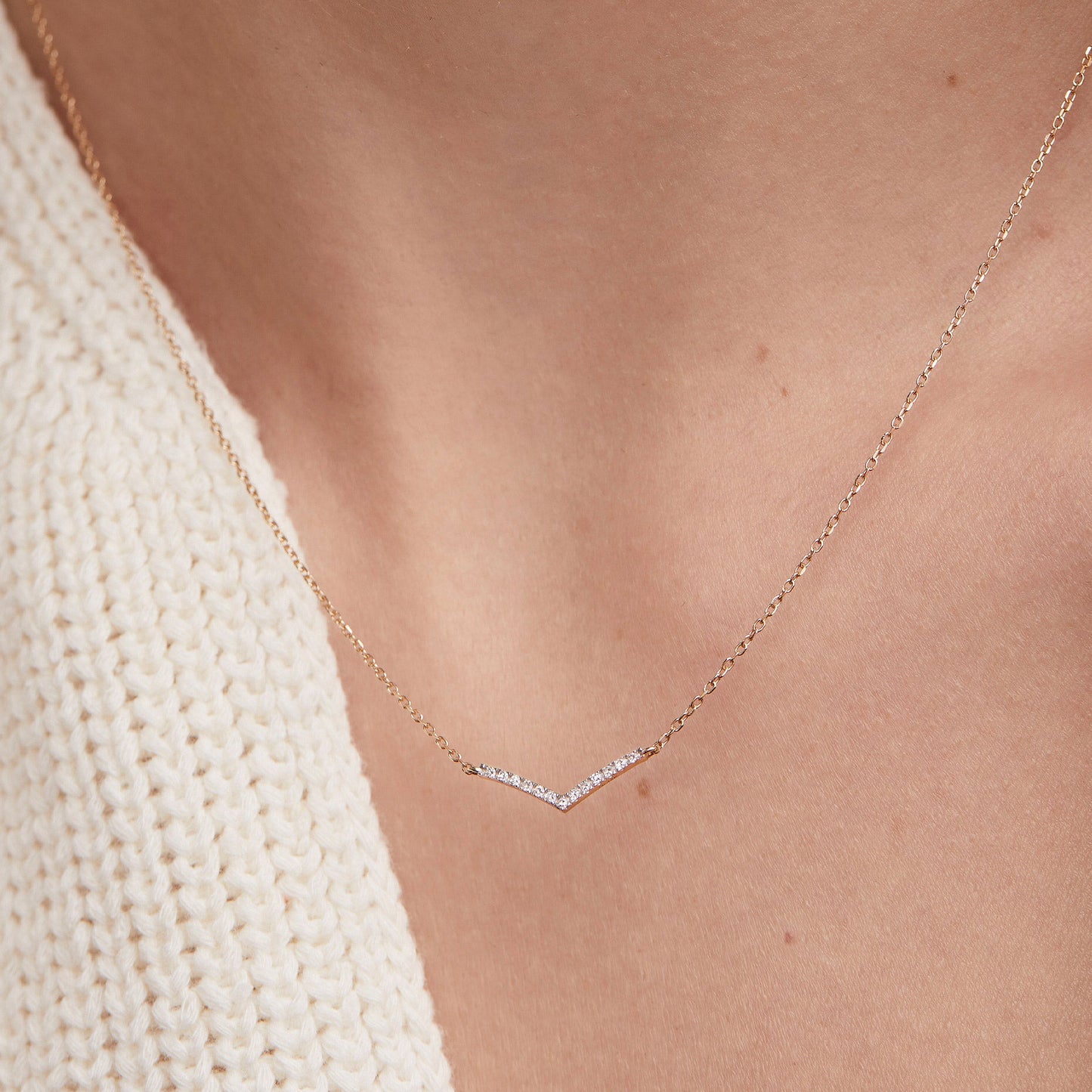Sleek Pave Chevron Necklace
