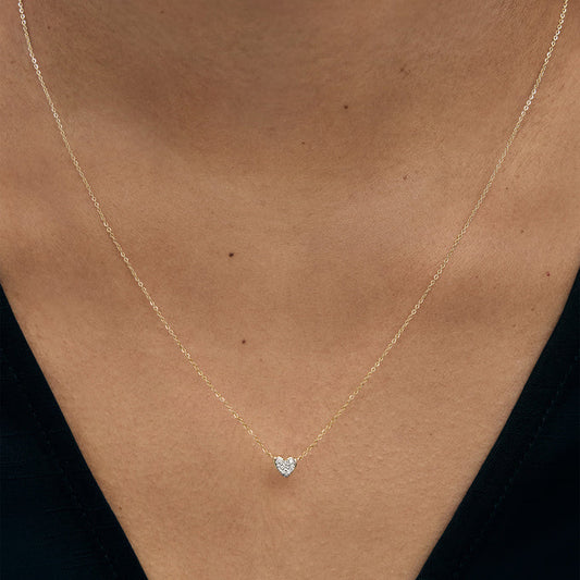 Tiny Pave Heart Pendant Necklace