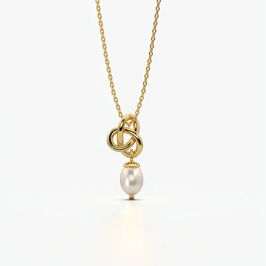 Interlocking Rings Pearl Drop Necklace