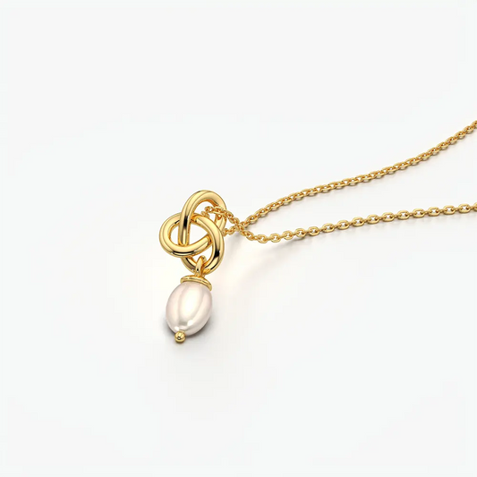 Interlocking Rings Pearl Drop Necklace