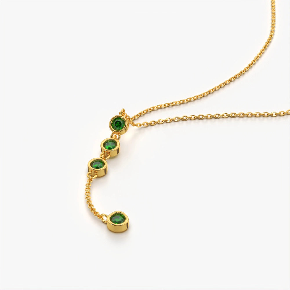 Green Diamond Drop Necklace