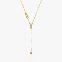 Asymmetric Bezel Drop Lariat Necklace