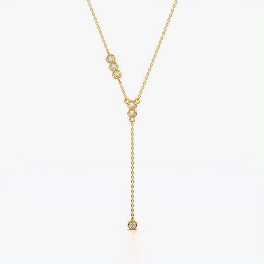 Asymmetric Bezel Drop Lariat Necklace