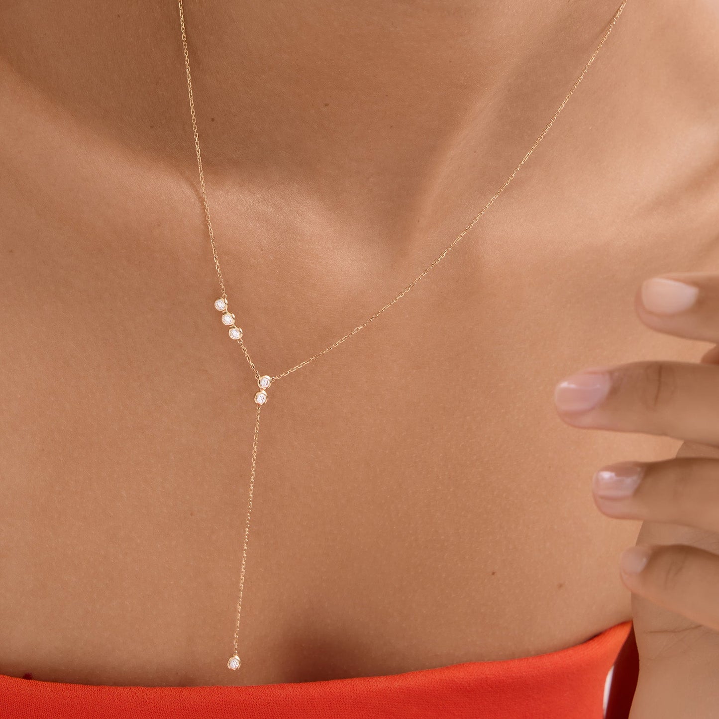 Asymmetric Bezel Y-Drop Necklace