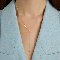 Asymmetric Bezel Drop Lariat Necklace