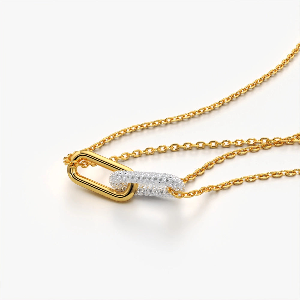 Modern Pave Link Necklace