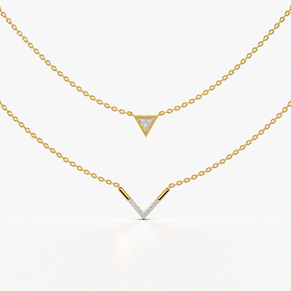 Triangle and chevron layered necklace
